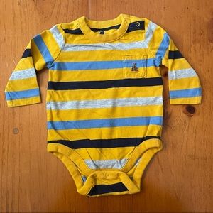 Like New BabyGAP 3-6M Striped Long Sleeve Onesie Brannan Bear Cotton Baby Boy